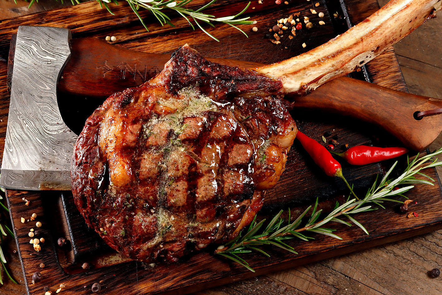 Kick Ass - Pure Canadian Beef Tomahawk met Flor Del Delta - Pimientas