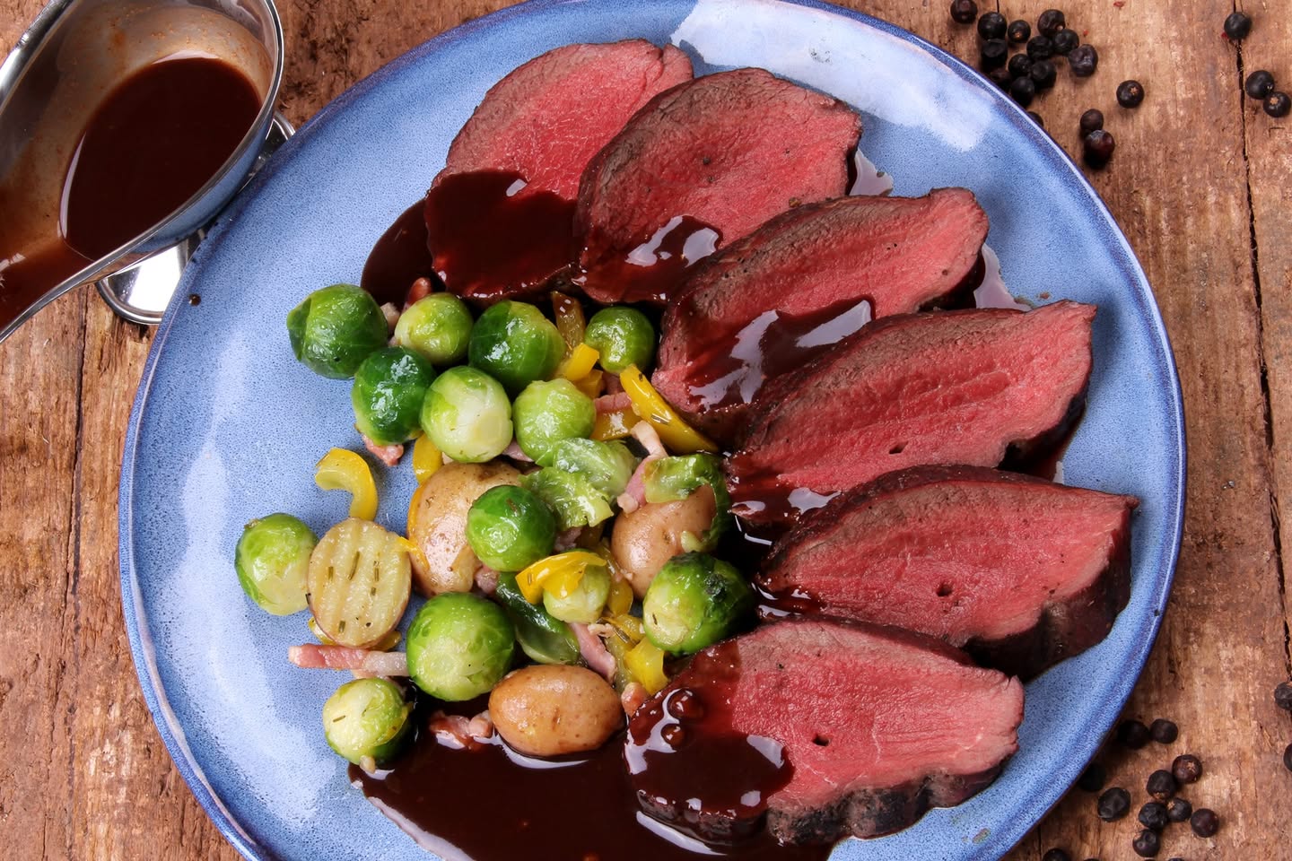 Hertenrug filet met wildsaus