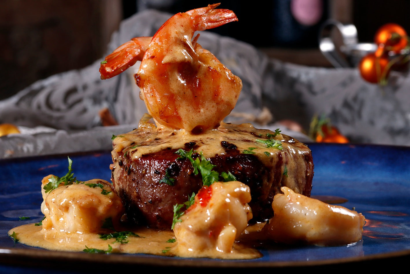 Surf & Turf - The Black Tournedos met garnalen kreeftsaus