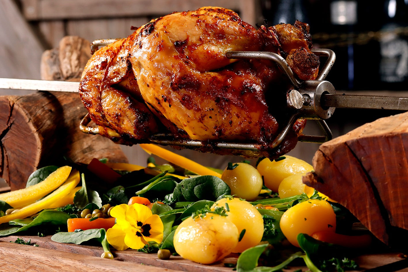 Poulet Jaune van het spit – pure rotisserie op de kamado 🔥🍗