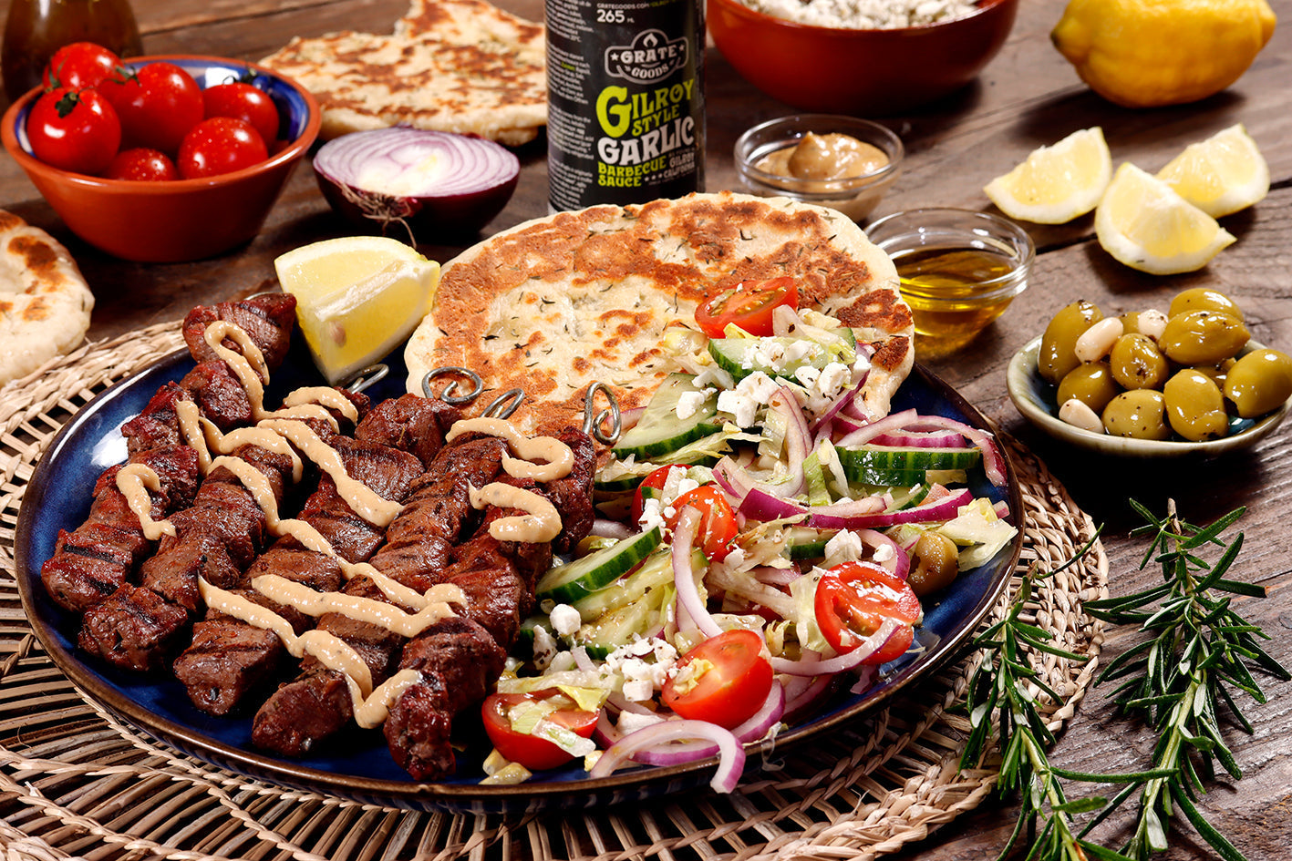 Greek Passion Spiesen met Grate Goods Gilroy Garlic BBQ Saus 🔥