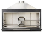 Braaimaster Duo Black Inbouw vooraanzicht met open klep en RVS interieur