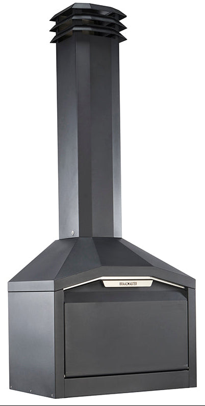 Braaimaster Single Black exclusief onderstel schuin vooraanzicht met gesloten klep