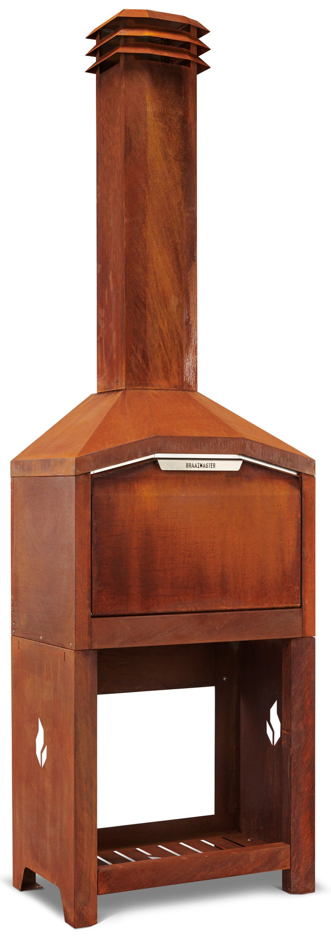 Braaimaster single corten kompleet met onderstel en gesloten klep