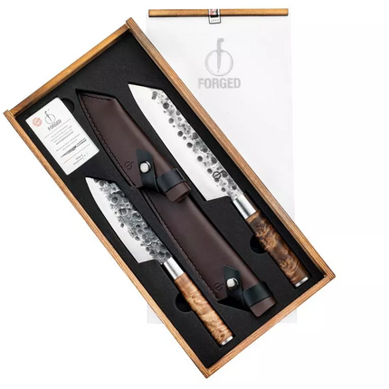 Forged Forged - VG10 Bunka messenset met lederen hoesjes