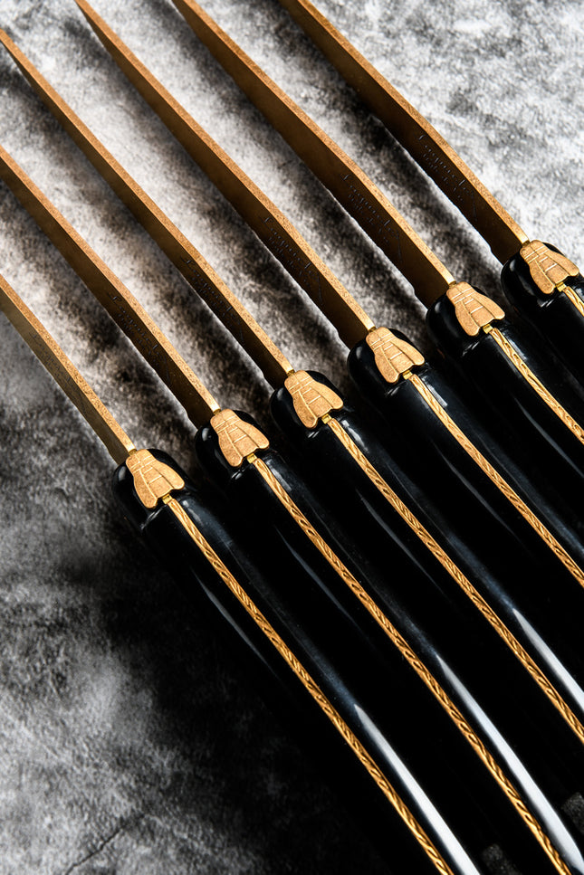 Laguiole Laguiole - Prestige Line Steak Knives Gold Stonewash