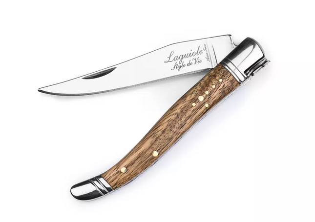 Laguiole - Luxury Line Zakmes Zebranohout met leren hoesje