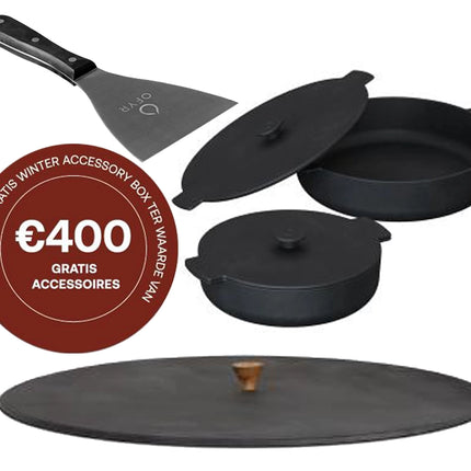 OFYR gratis Winter Accessory Box bestaande uit spatel, deksel en pannenset plus actiezegel