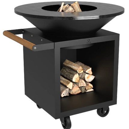 OFYR Heritage Classic Storage 100 PRO Black vooraanzicht met hout in de storage