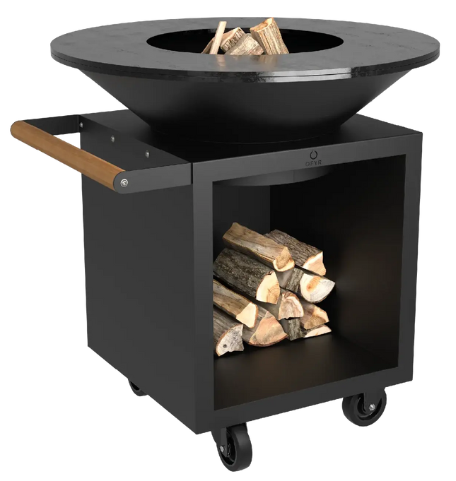 OFYR Heritage Classic Storage 100 PRO Black vooraanzicht met hout in de storage