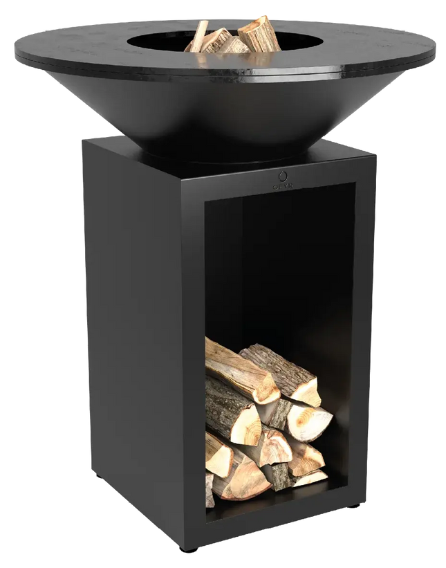 OFYR Heritage Classic Storage 85 Black vooraanzicht met houtopslag