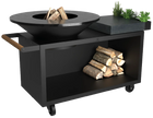 OFYR Heritage Island 100 Pro Black vooraanzicht met hout in de storage