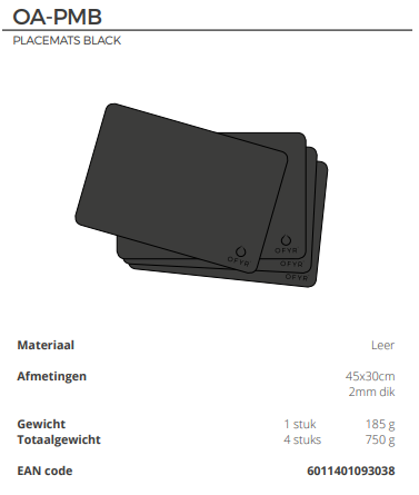 OFYR OFYR - placemats leer zwart 4 stuks