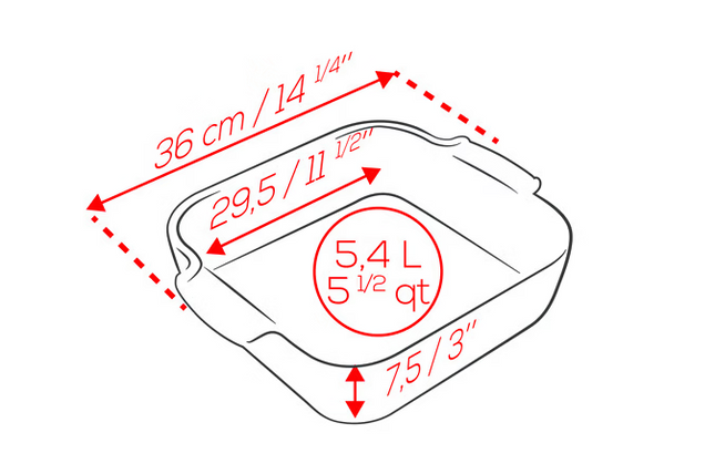 Peugeot France Appolia vierkante keramisch ovenschaal, Satijnzwart 36cm