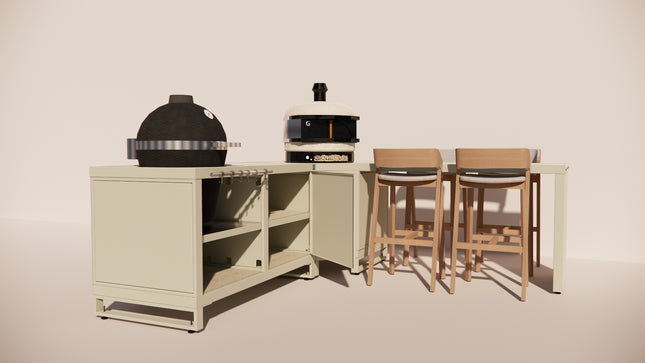 Roostr Buitenkeukens Rubix Corner met Duo en Bar (Taupe)