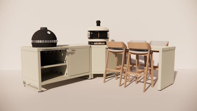 Roostr Buitenkeukens Rubix Corner met Duo en Bar (Taupe)