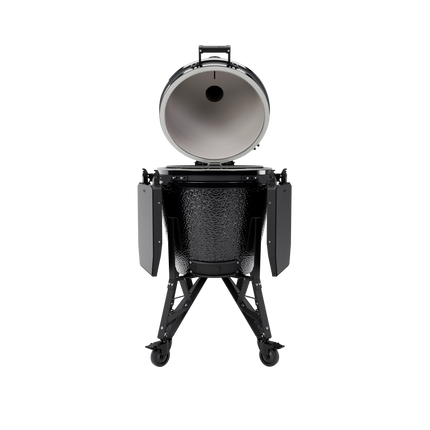 The Bastard kamado Core Large Gloss Graphite Complete vooraanzicht met open deksel