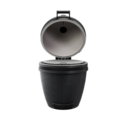 The Bastard kamado Core Large Solo Graphite vooraanzicht met geopende deksel