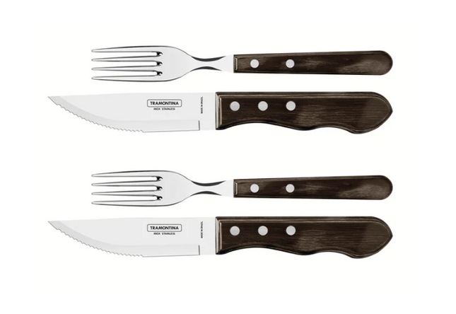 Tramontina Churrasco Tramontina Churrasco JUMBO 4-delige steakbestek - Bruin