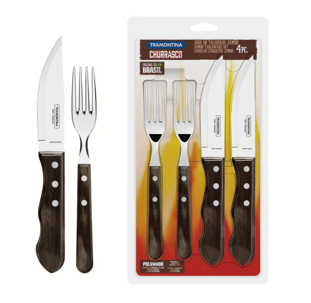Tramontina Churrasco Tramontina Churrasco JUMBO 4-delige steakbestek - Bruin