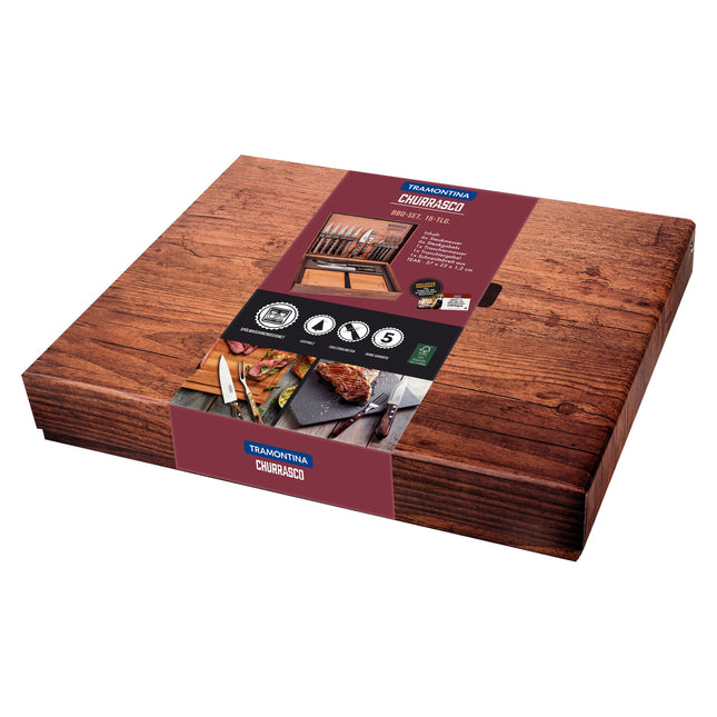 Tramontina Churrasco Tramontina Churrasco Jumbo BBQ koffer, 15-delig - Bruin
