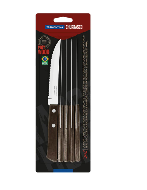 Tramontina Churrasco Tramontina Churrasco Pizza steak bestek 6-delig - Bruin