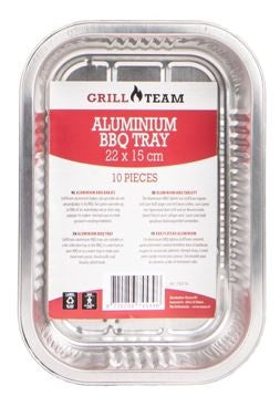 Aluminium BBQ trays 22x15x4,3cm (set of 10)