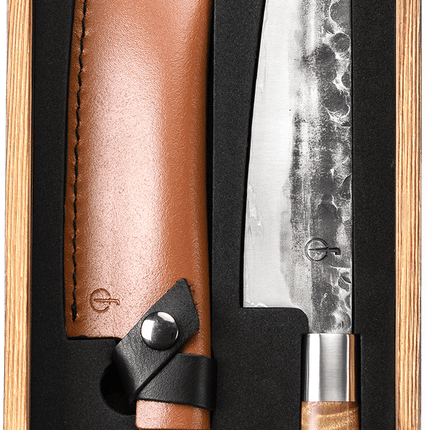 Forged Forged - VG10 Koksmes met leren hoes