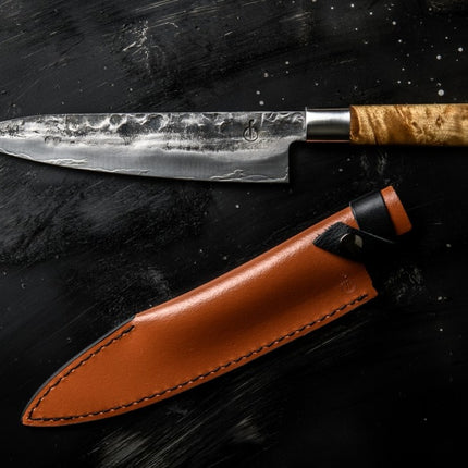 Forged Forged - VG10 Koksmes met leren hoes