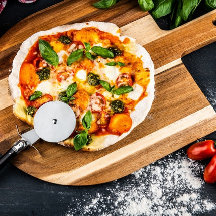 Laguiole Laguiole - Pizzasnijder Zwart met Serveerplank Acaciahout