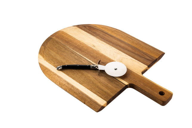 Style de Vie Laguiole - Pizzasnijder Zwart met Serveerplank Acaciahout