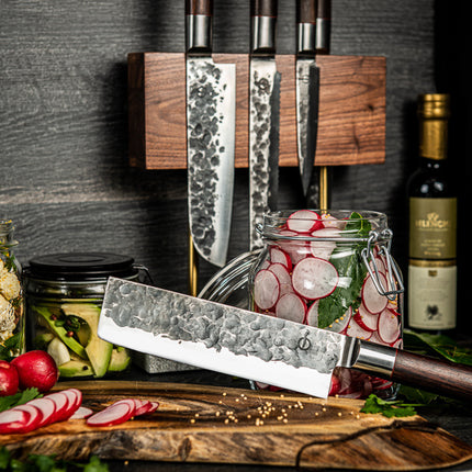 Style de Vie Style de Vie - Magnetisch messenblok Walnoot met natuurstenen voet