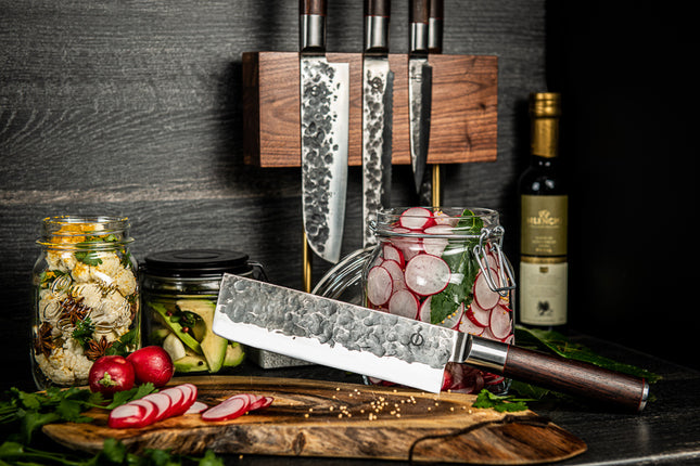 Style de Vie Style de Vie - Magnetisch messenblok Walnoot met natuurstenen voet