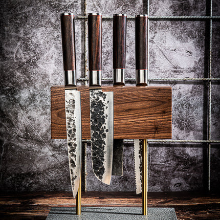 Style de Vie Style de Vie - Magnetisch messenblok Walnoot met natuurstenen voet