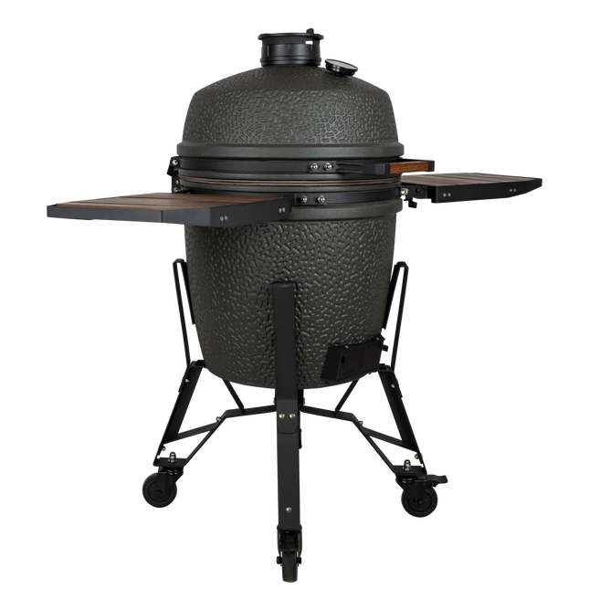 The Bastard kamado VX Large rechtsvooraanzicht met uitgeklapte zijtafels